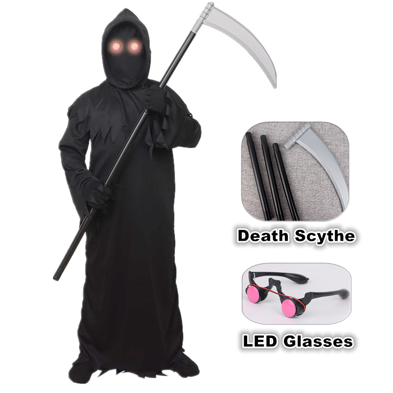 Black Face Mask Pack - Halloween Grim Reaper Horror Costume Black